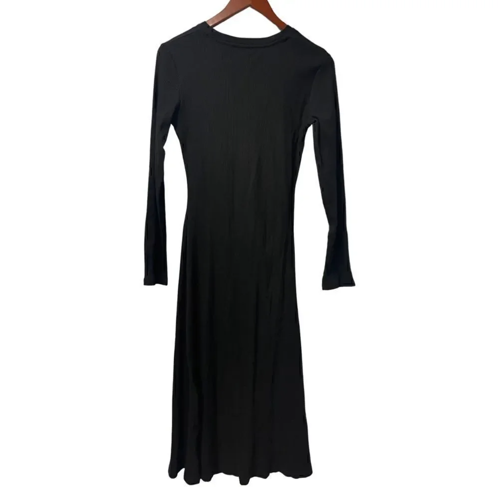 Zara Ruched Black Dress Size Large